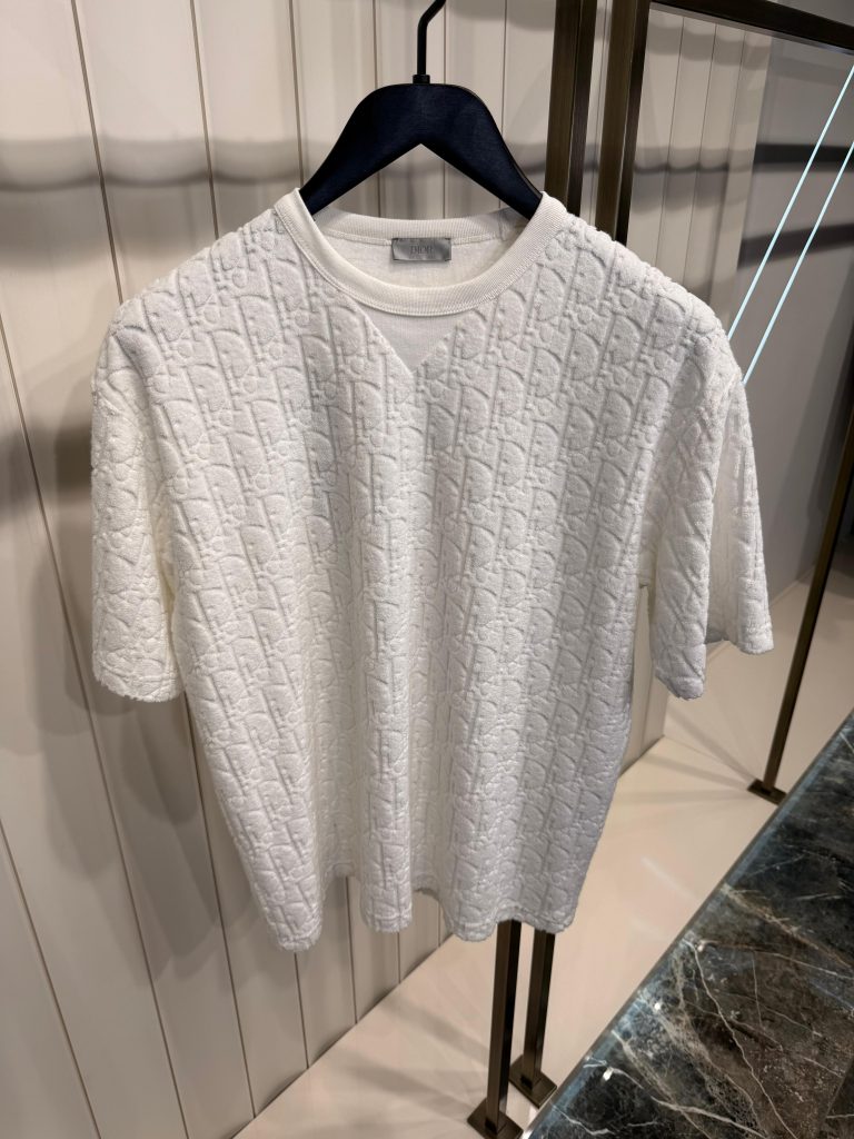 White Dior Terry oblique relaxed-fit jacquard cotton tee
