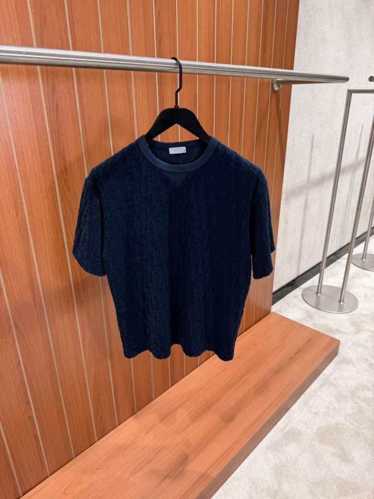 Navy Dior Terry oblique relaxed-fit jacquard cotton tee