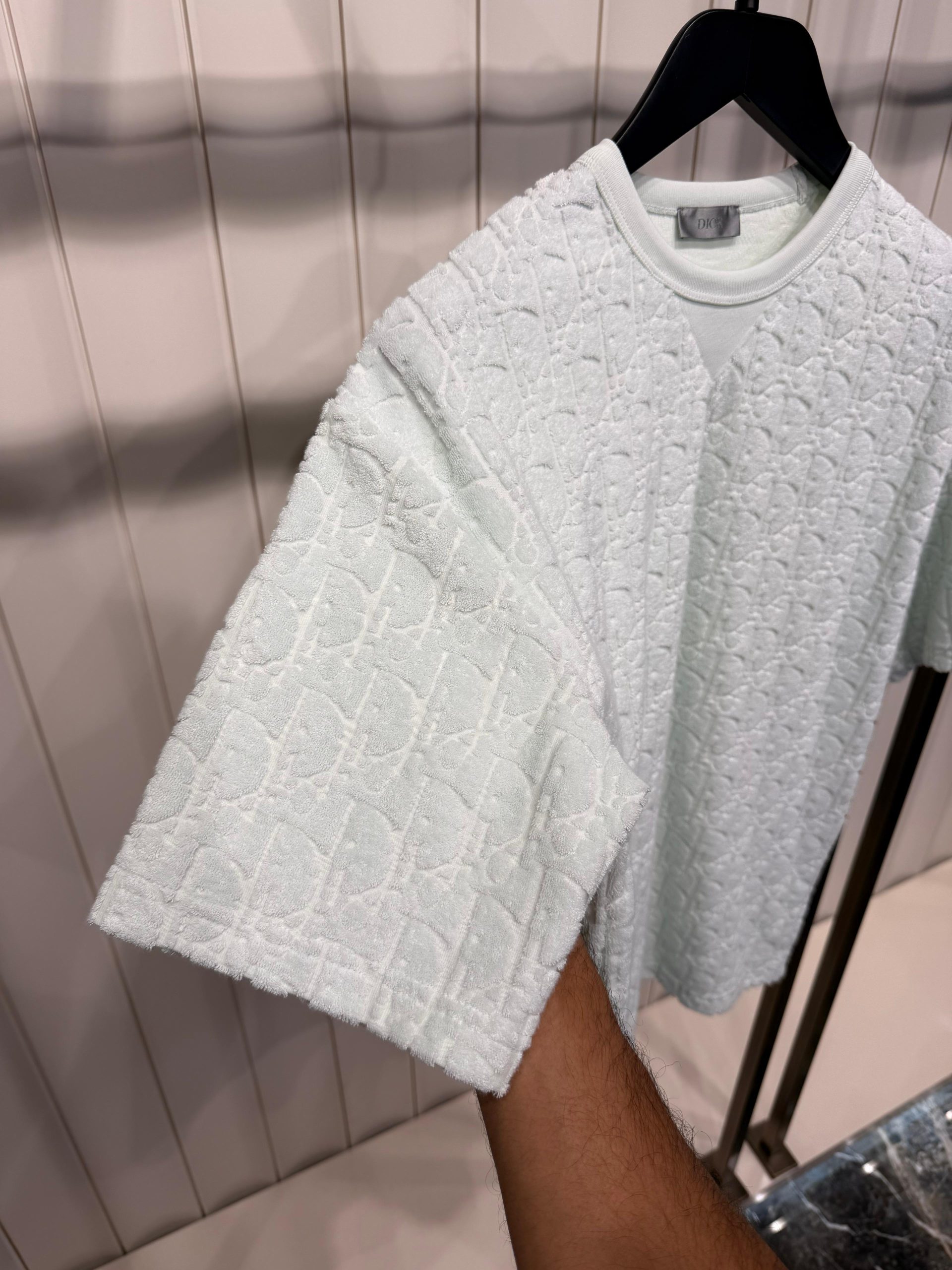 Mint Dior Terry oblique relaxed-fit jacquard cotton tee - Image 4