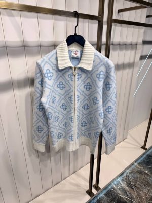 Blue Casablanca Mohair monogram zip jumper