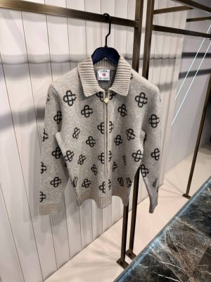 Beige Casablanca Mohair monogram zip jumper