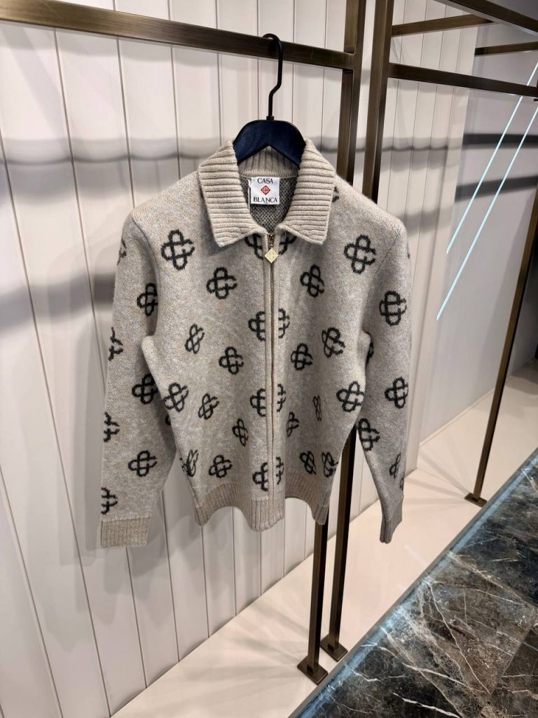 Beige Casablanca Mohair monogram zip jumper