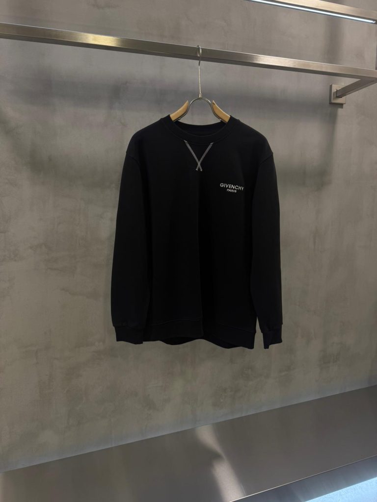 Black Givenchy Paris embroidered logo cotton sweatshirt