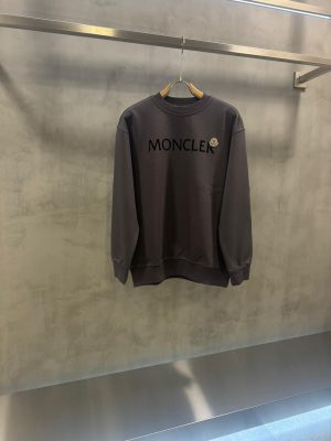 Dark Gray Moncler Crew-neck embroidered logo softest cotton sweatshirt