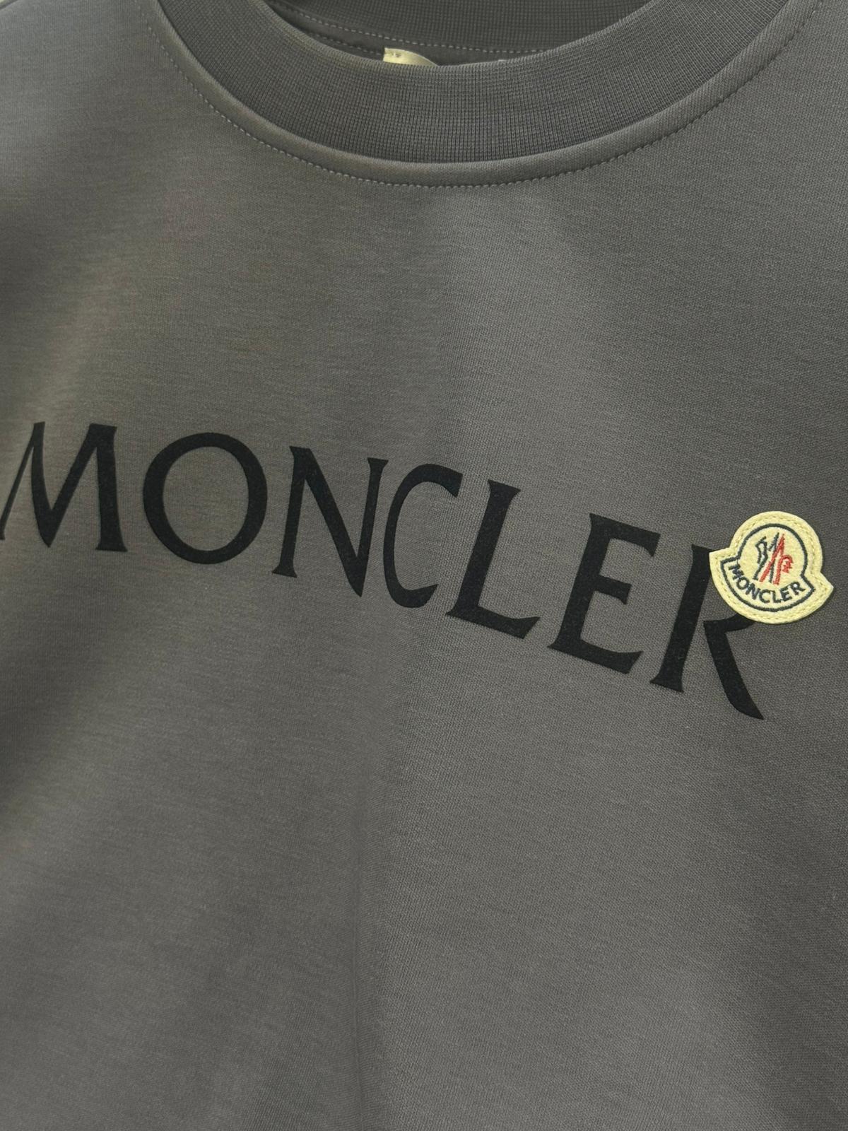 Dark Gray Moncler Crew-neck embroidered logo softest cotton sweatshirt - Image 2