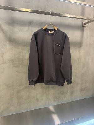 Dark Gray Valentino Garavani V detail pocket cotton sweatshirt