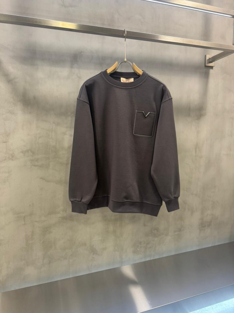 Dark Gray Valentino Garavani V detail pocket cotton sweatshirt