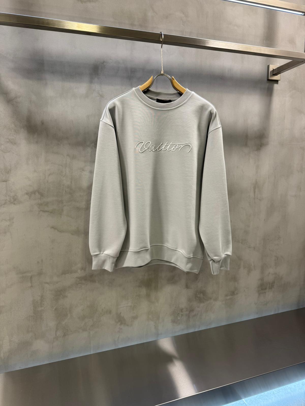 Gray Louis Vuitton Embroidered Cotton Crewneck sweatshirt