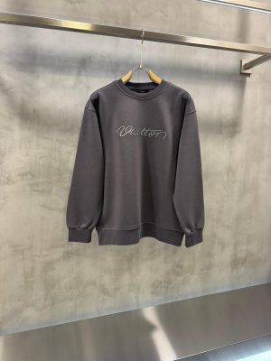 Dark Gray Louis Vuitton Embroidered Cotton Crewneck sweatshirt