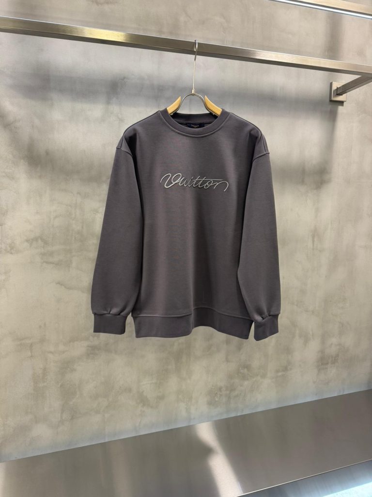 Dark Gray Louis Vuitton Embroidered Cotton Crewneck sweatshirt