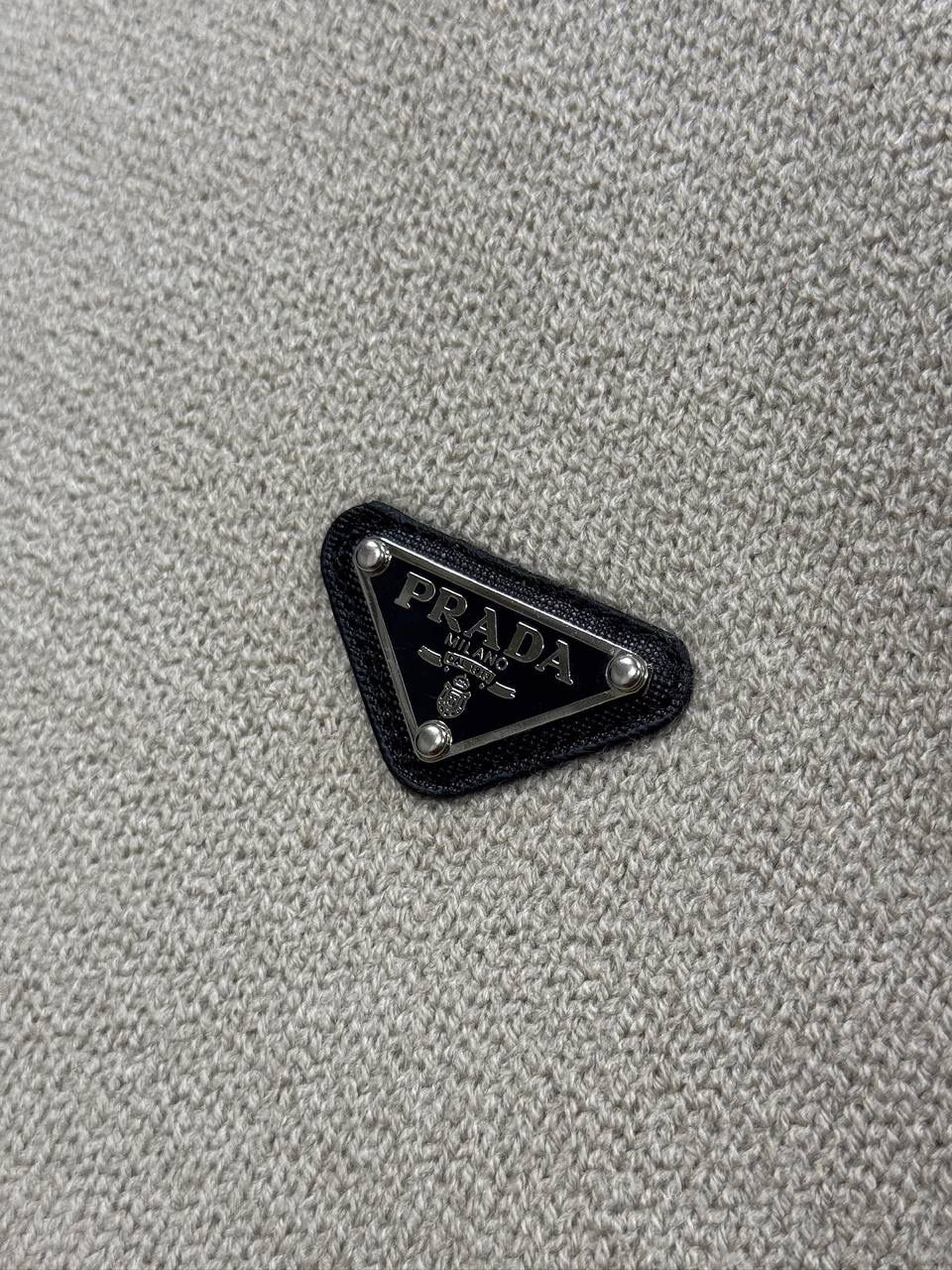 Brown Prada triangle logo tone crew-neck sweater - Image 2