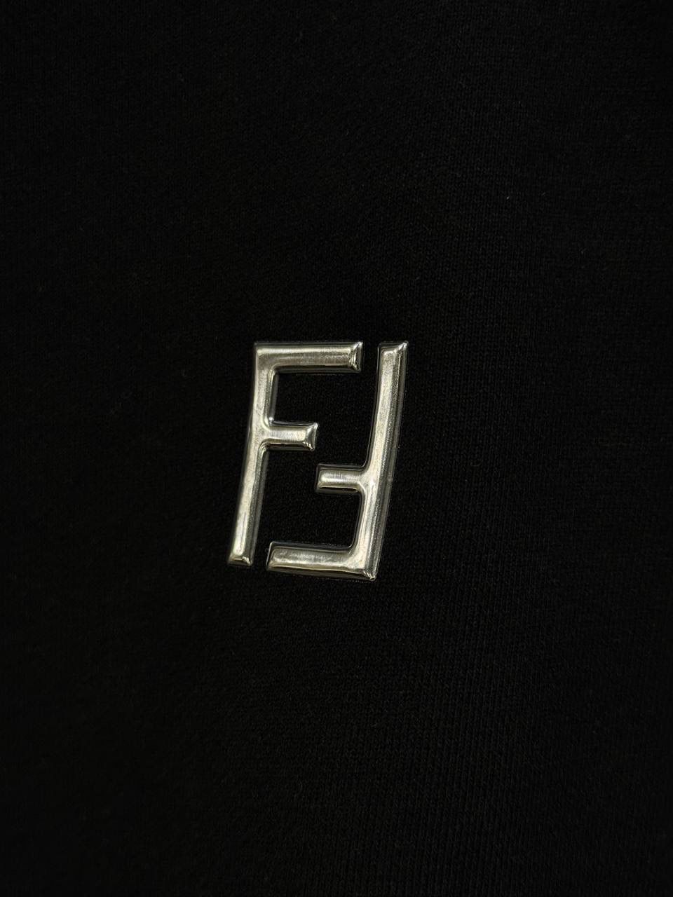 Black Fendi FF logo patch crew-neck cotton sweatchirt - Image 2