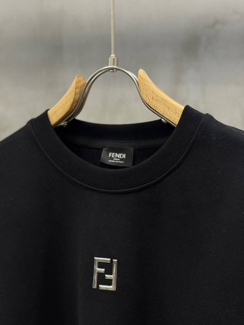 Black Fendi FF logo patch crew-neck cotton sweatchirt - Image 3