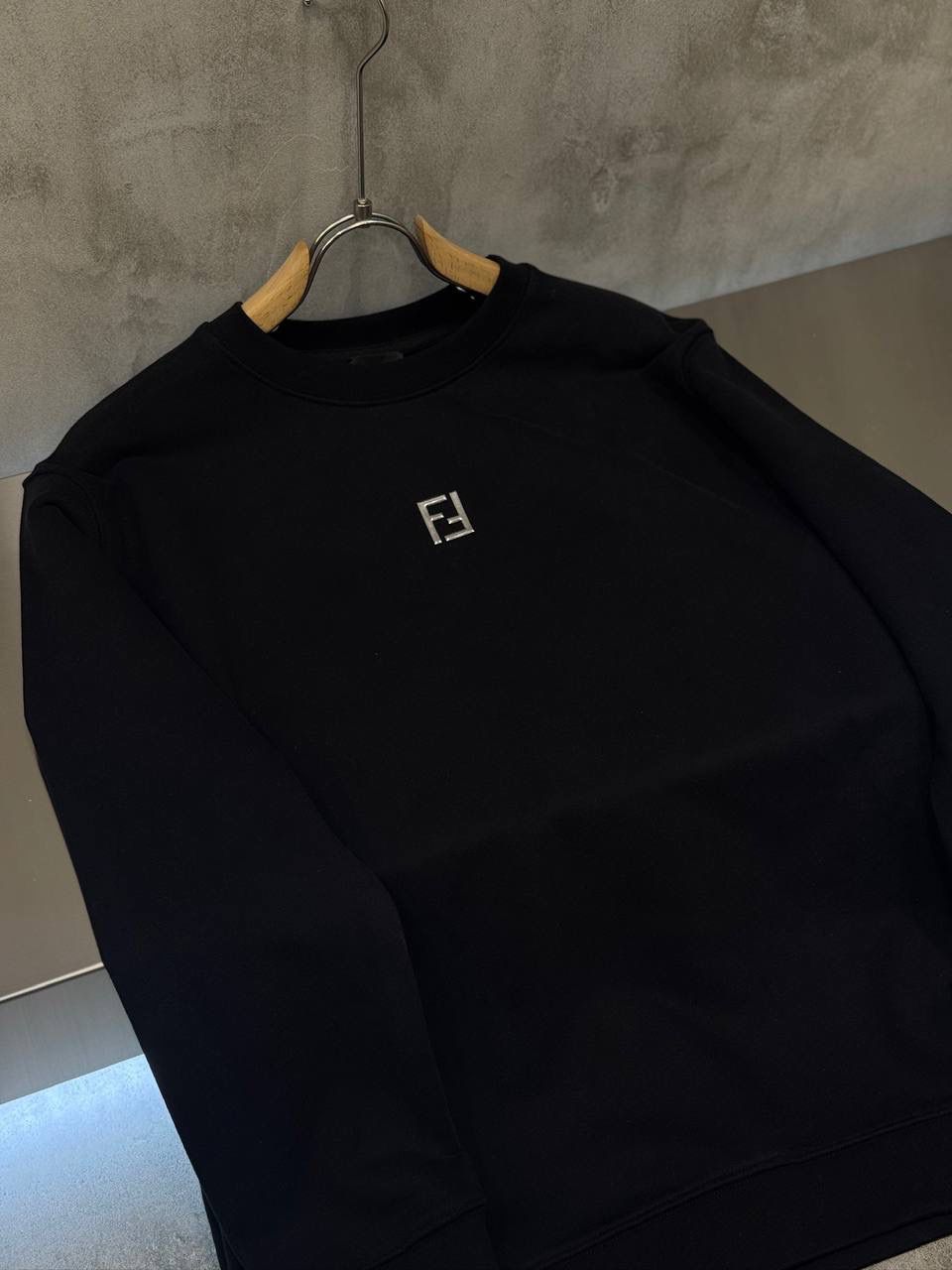 Black Fendi FF logo patch crew-neck cotton sweatchirt - Image 4