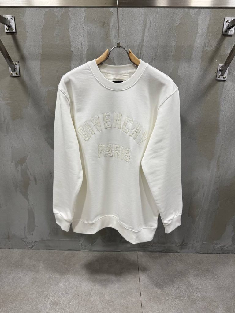 White Givenchy Ivory logo embroidered cotton sweater