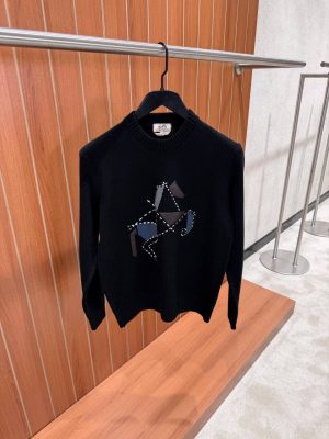 Black Hermes cashmere cheval tangram crew-neck sweater