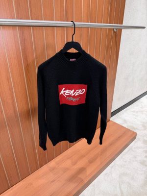 Black Kenzo Paris logo print crew-neck sweater