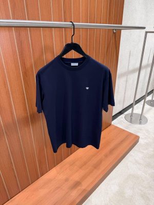 Navy Dior white bee embroidery jersey cotton tee