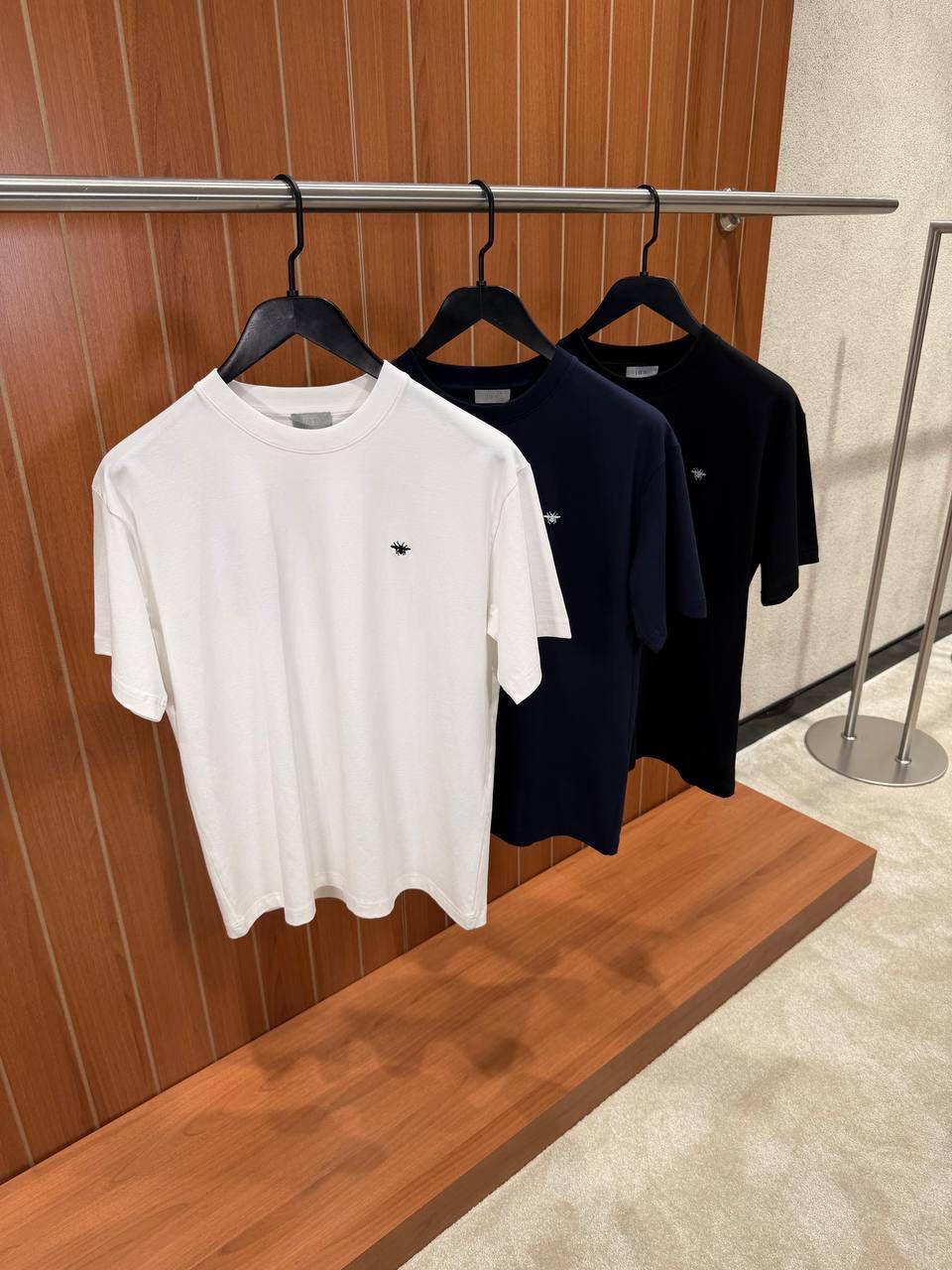 Black Dior white bee embroidery jersey cotton tee - Image 2