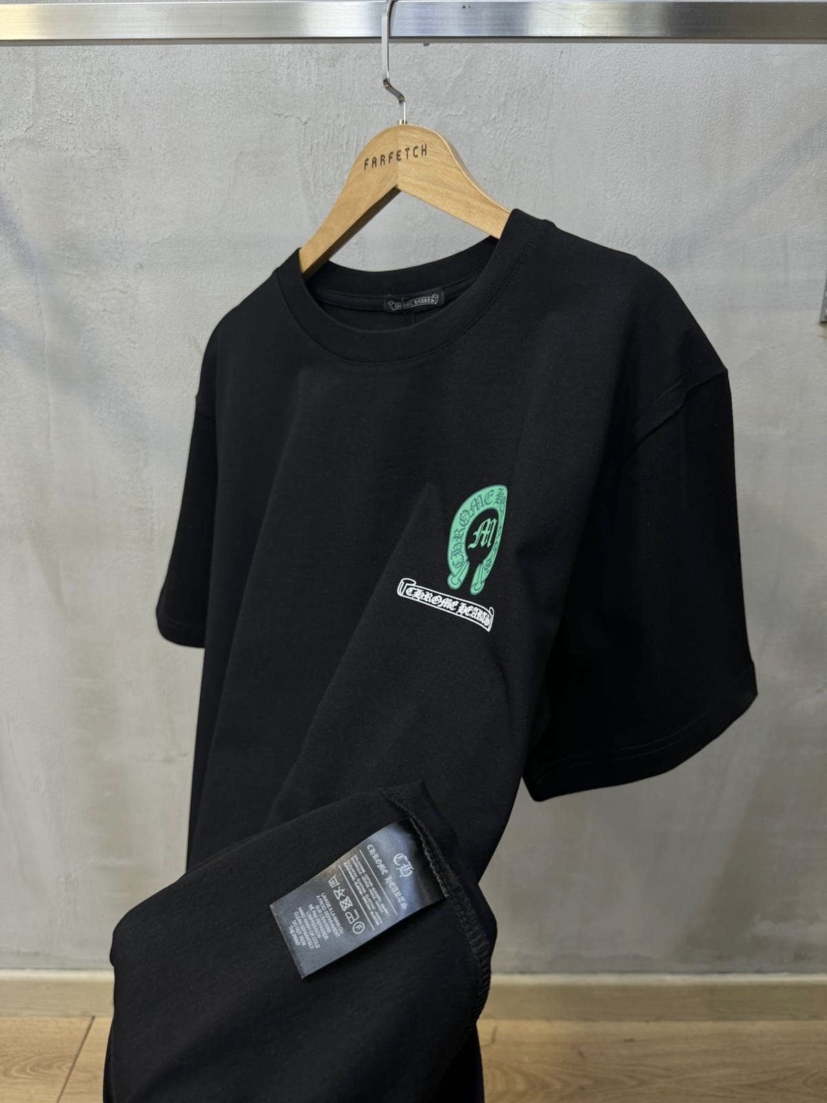 Black chrome hearts luck cotton tee - Image 4