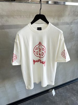White balenciaga BB printed tee