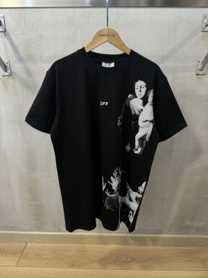 Black off-white blurred mary skate cotton tee