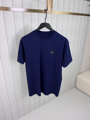 Navy prada logo tone cotton relaxed tee