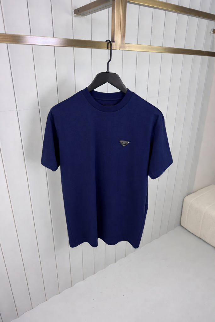 Navy prada logo tone cotton relaxed tee