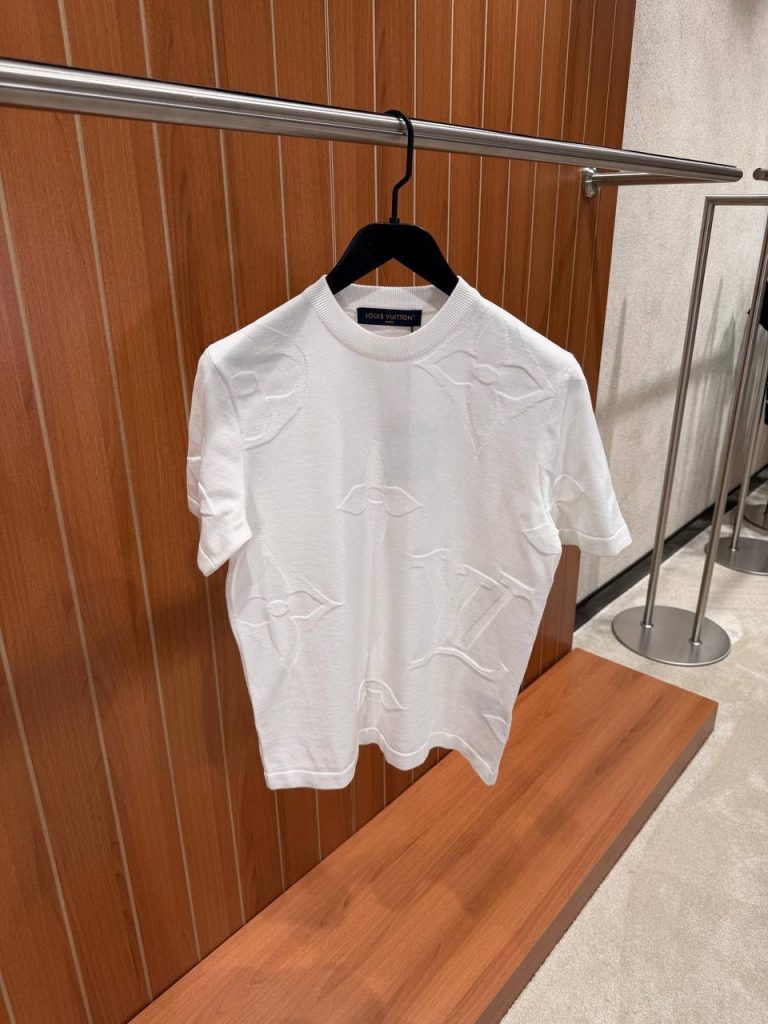 White LV Monogram short-sleeved crewneck cotton tee