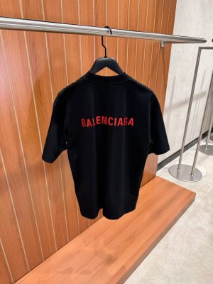 Black Balenciaga red logo vintage cotton jersey tee