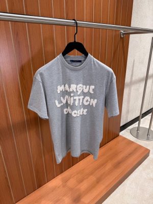 Gray Louis Vuitton Embroidered Signature cotton T-Shirt