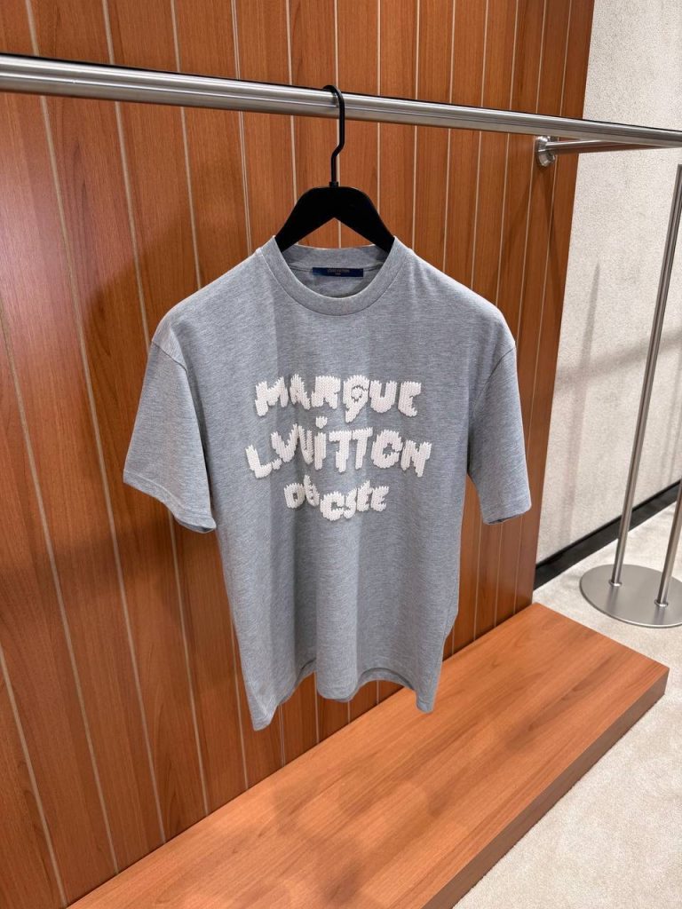 Gray Louis Vuitton Embroidered Signature cotton T-Shirt