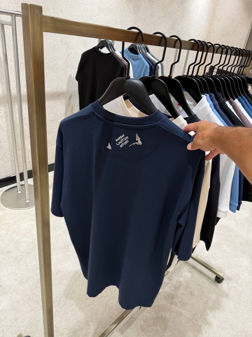 Navy LV Embroidered Signature Cotton tee - Image 10