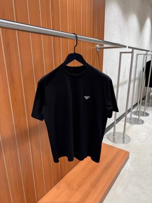 Black prada logo tone cotton relaxed tee