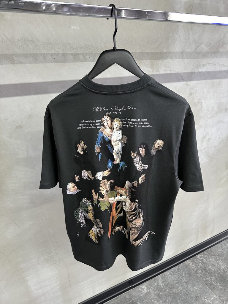 Black Off-white Stamp Mary back print cotton tee