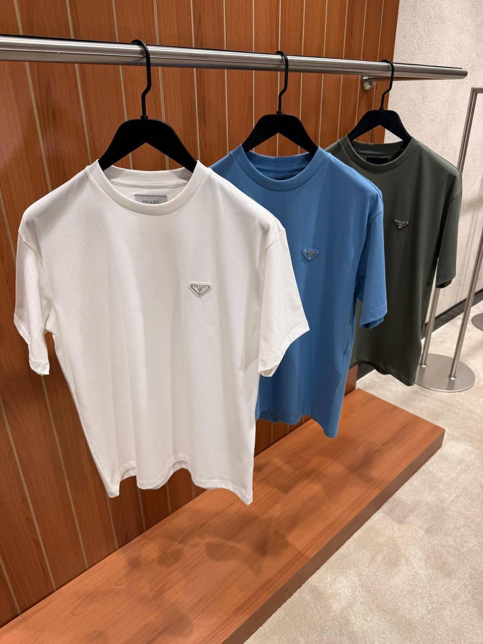 White prada logo tone cotton relaxed tee - Image 3