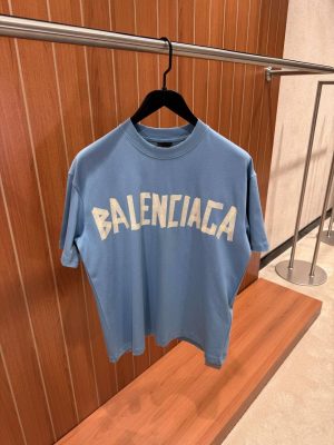 Blue balenciaga new tape type cotton tee
