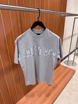 Gray balenciaga new tape type cotton tee