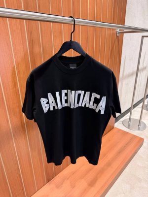 Black balenciaga new tape type cotton tee