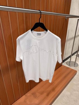White Dior Christian dior Ribbon cotton jersey tee