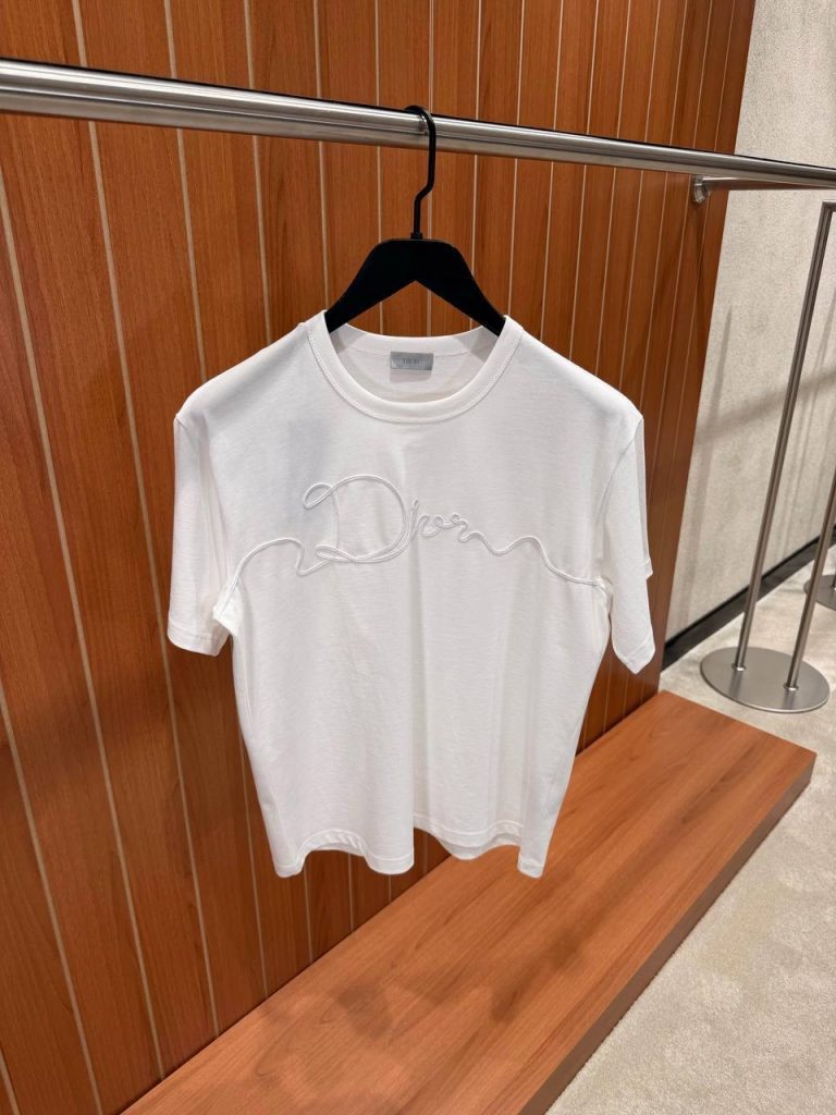 White Dior Christian dior Ribbon cotton jersey tee