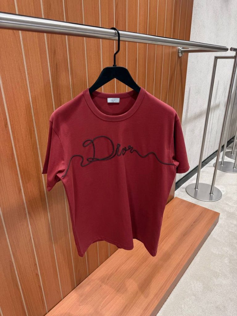 Burgundy Dior Christian dior Ribbon cotton jersey tee