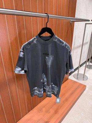 Smoked Balenciaga Faded painted dry cotton jersey tee