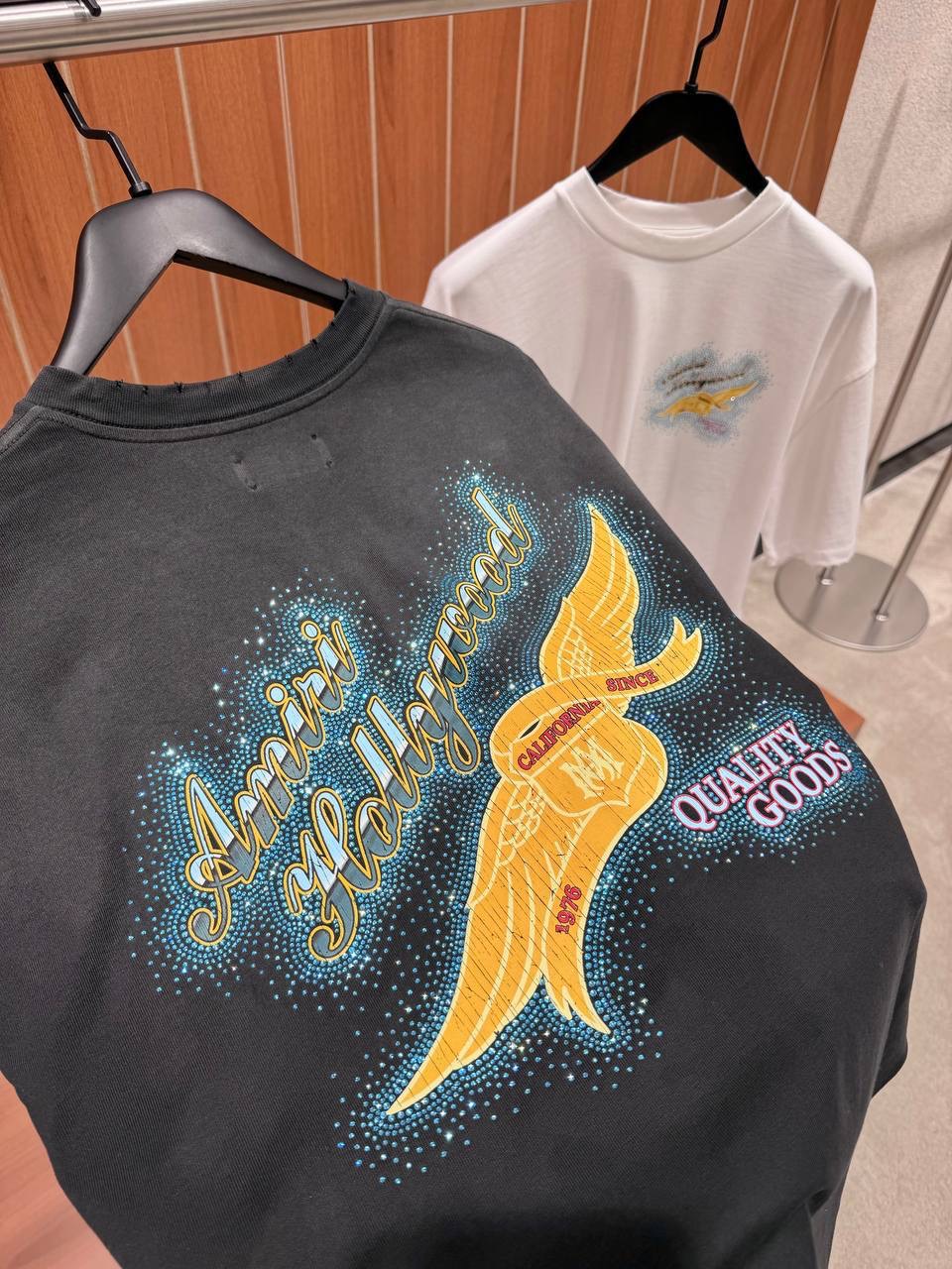 Black Amiri Wings-Crystal-embellished-cotton tee - Image 3