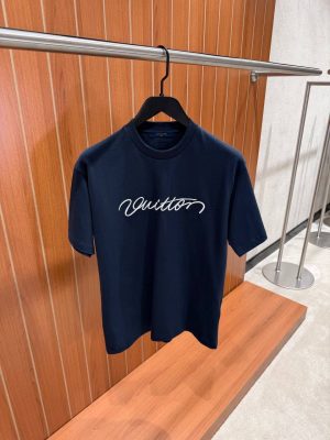 Navy LV Ornamental signature cotton tee