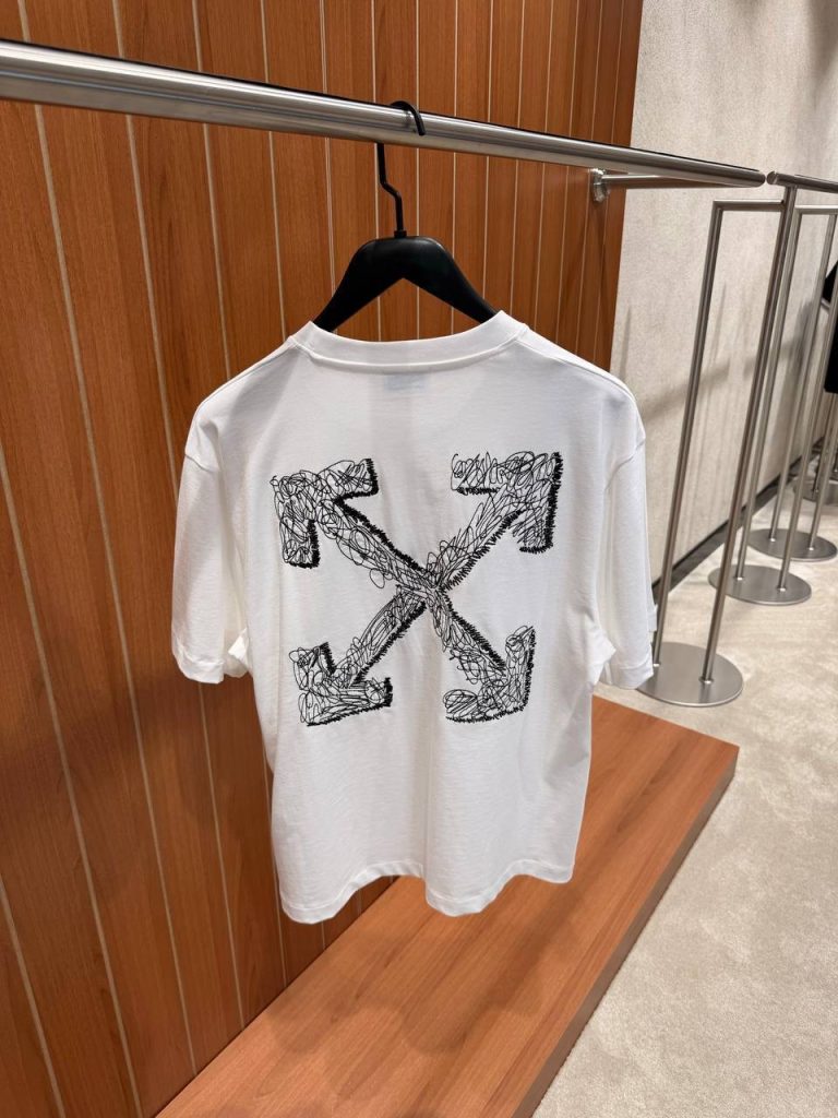 White Off-White Scribble Arrow Skate Logo cotton tee