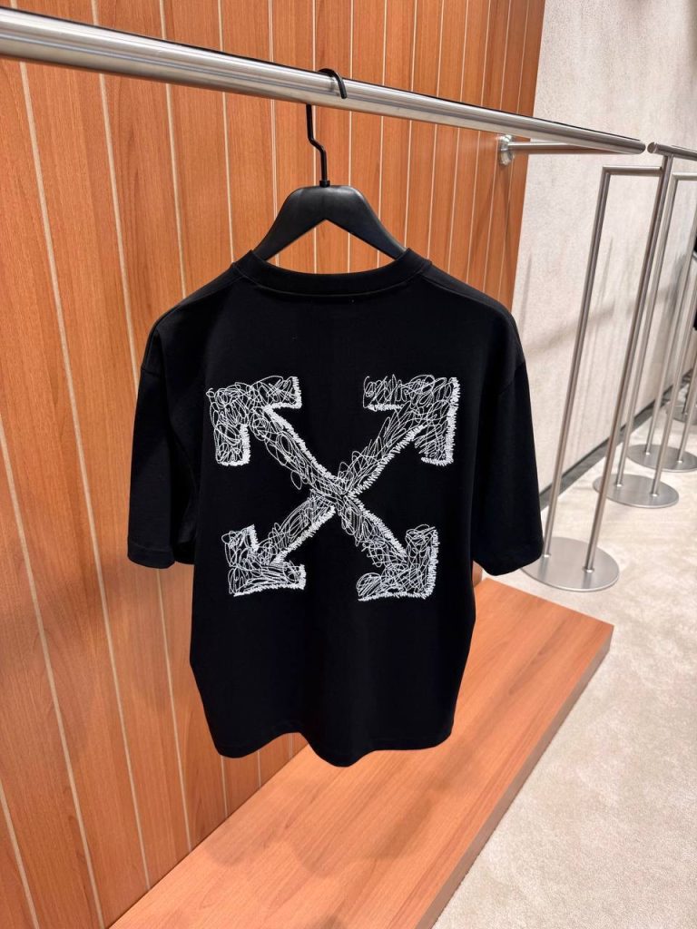 Black Off-White Scribble Arrow Skate Logo cotton tee