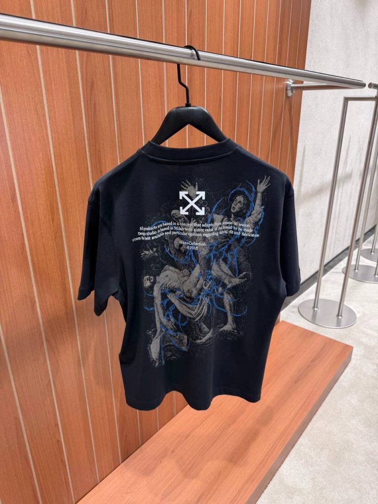 Black Off-White Faded Painting Skate cotton tee