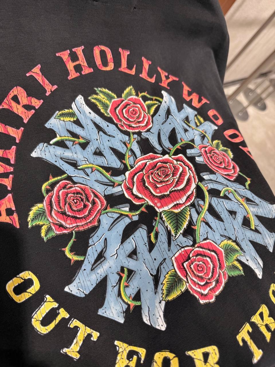 Black Amiri crystal out for trouble cotton tee - Image 5