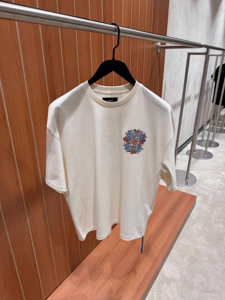 Beige Amiri crystal out for trouble cotton tee